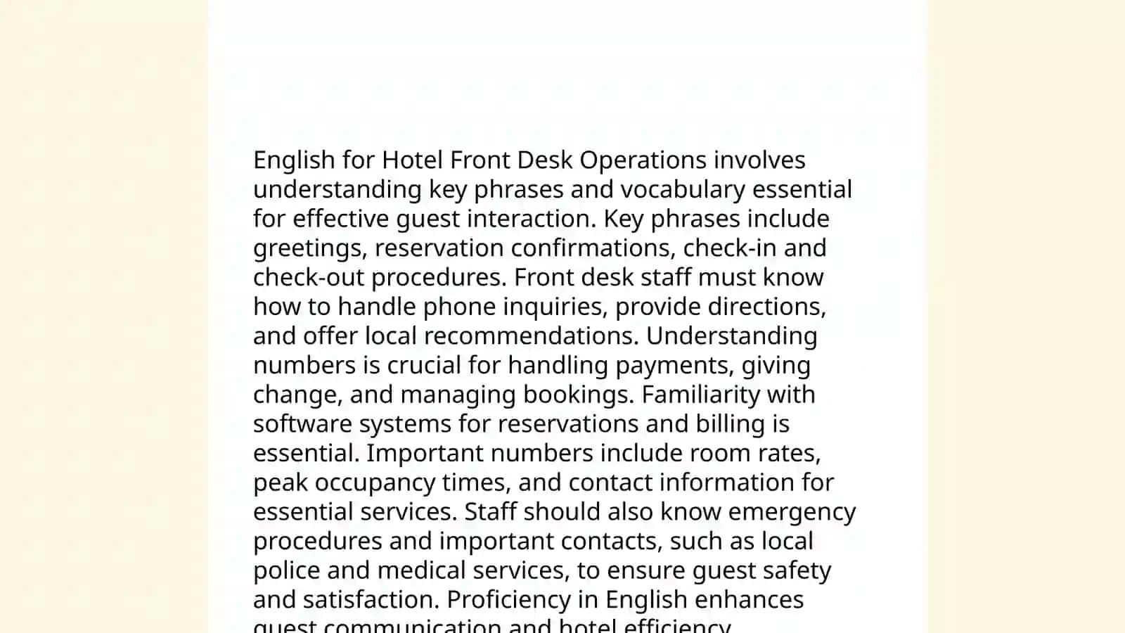 English for Hotel Front Desk Operations 3