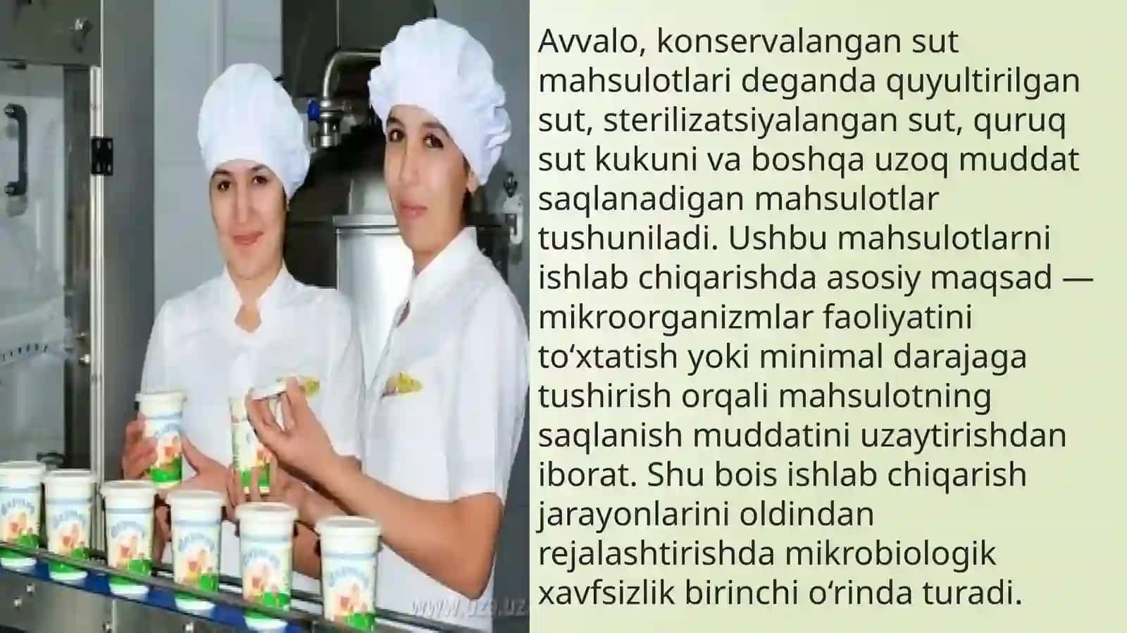 Konservalangan sut mahsulotlari ishlab chiqarish 3