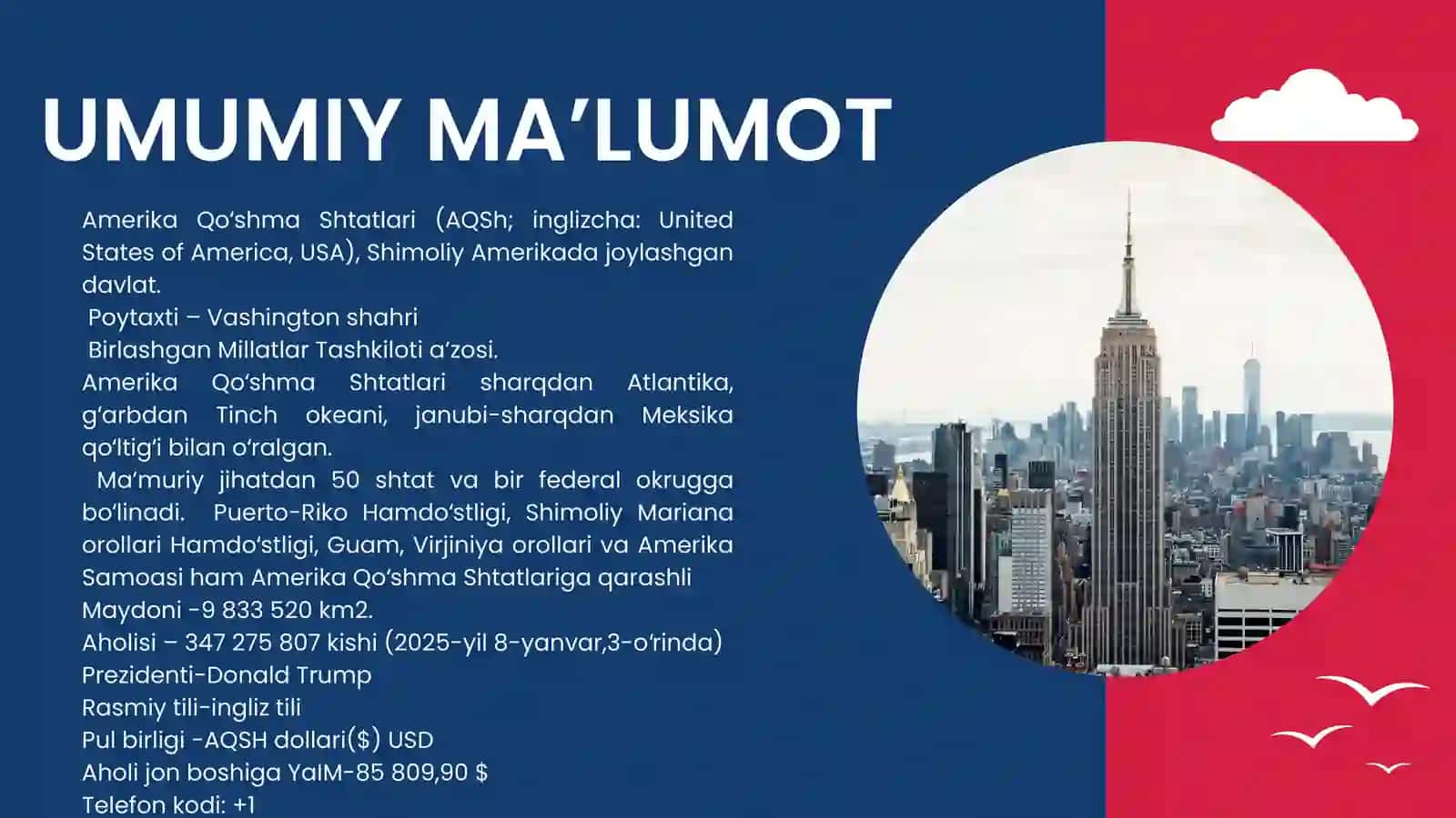 Amerika Qoʻshma Shtatlari haqida maʼlumotlar 3