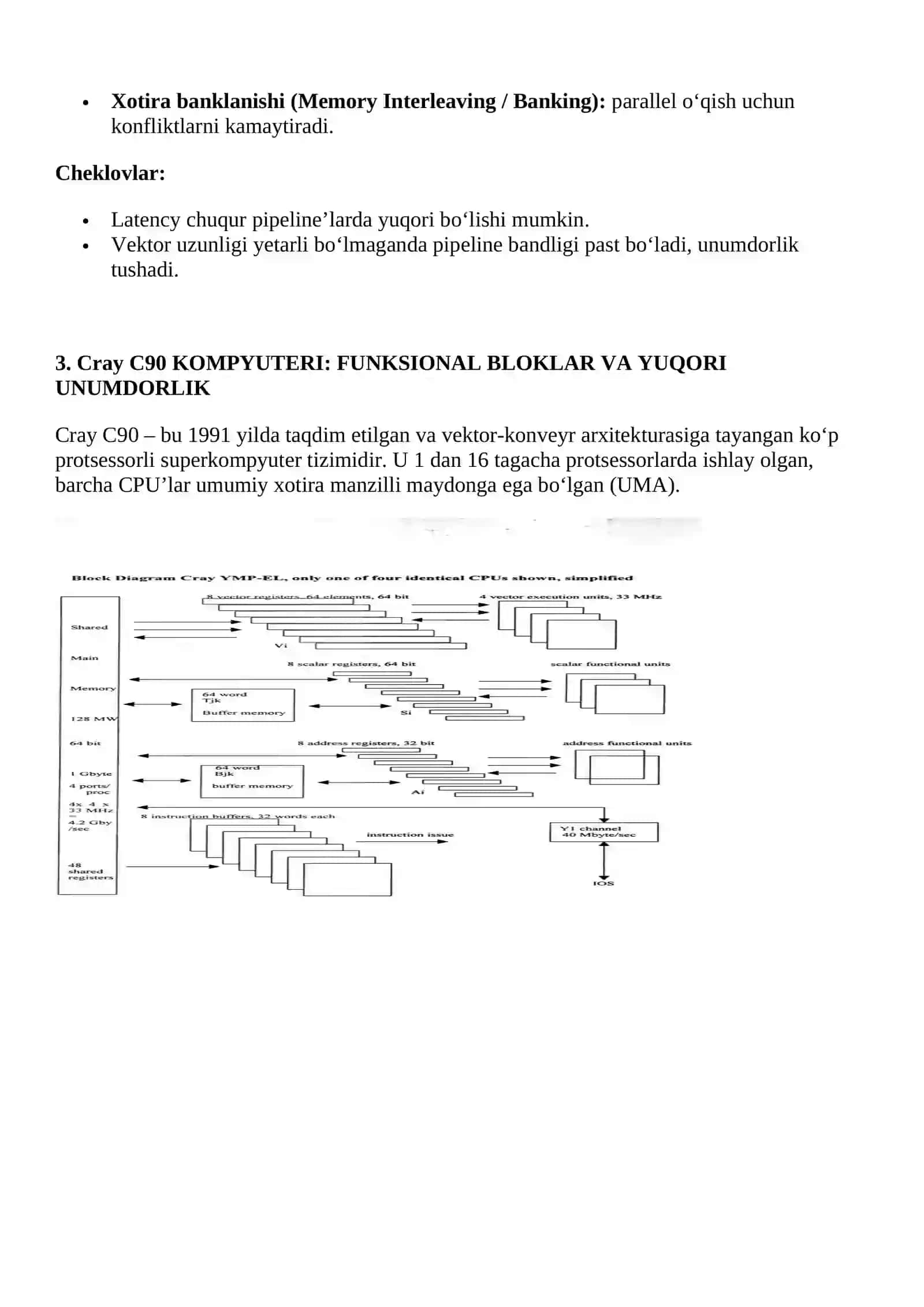 Vektor-konveyr arxitekturasi, Cray 90 kompyuteri (funktsional bloklar, yuqori unumdorlik darajasi) umumiy xotirali parallel kompyuterlar, NR Superdome kompyuteri. 3