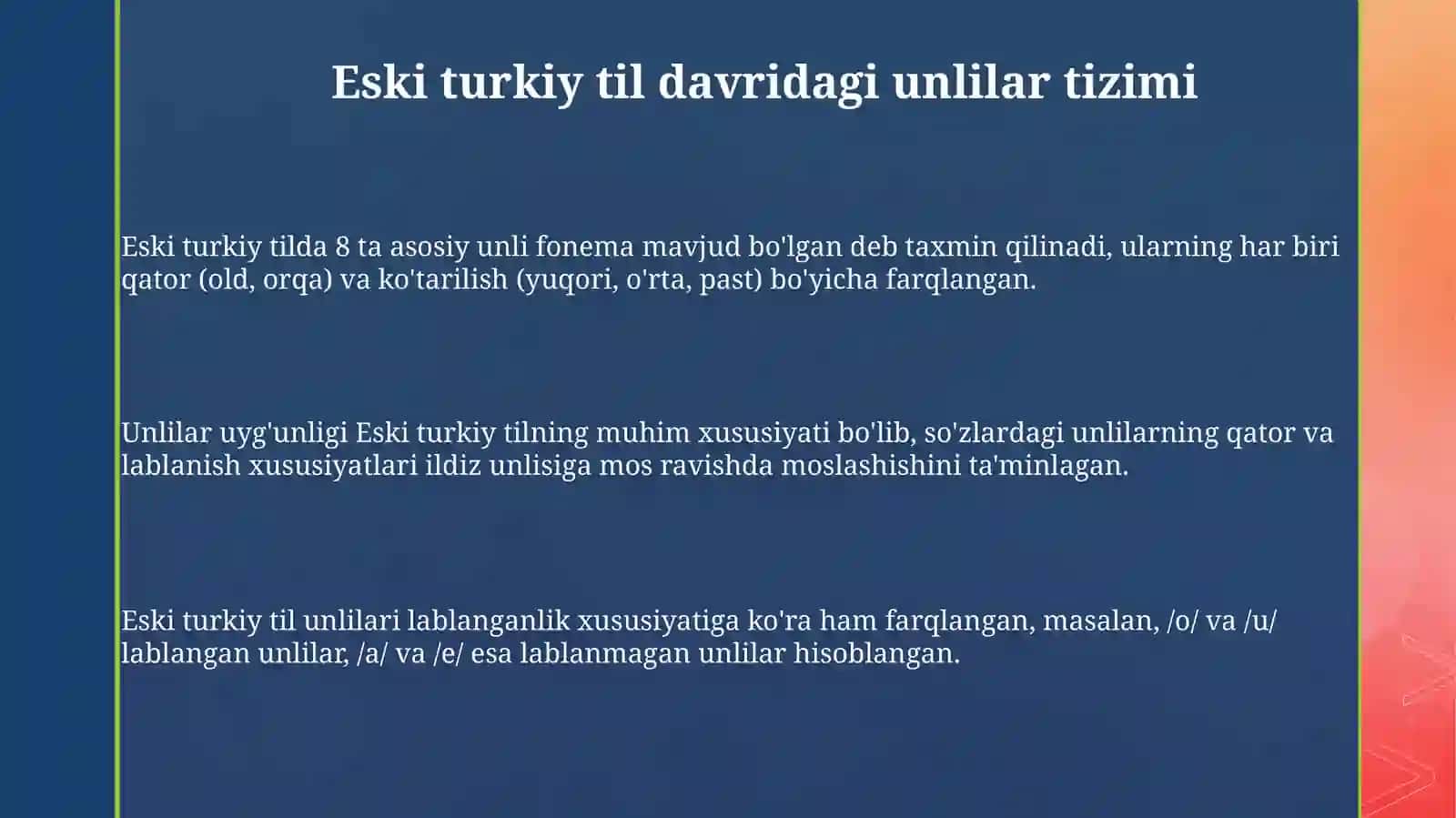 Eski turkiy tildagi unlilar tizimi 3