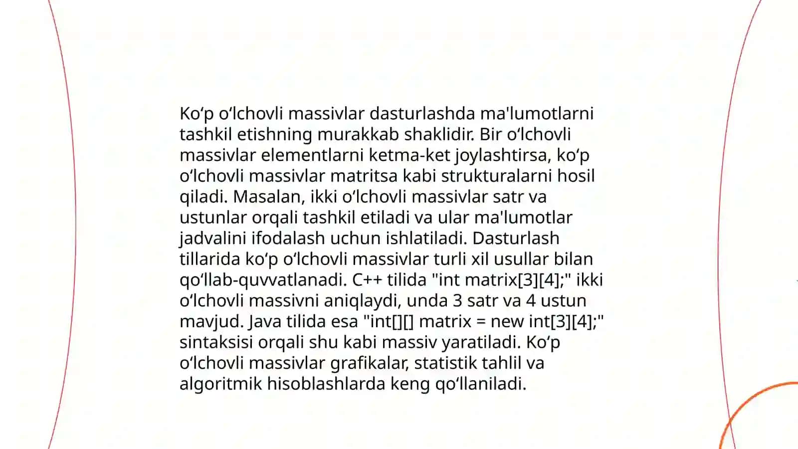 Koʻp oʻlchovli massivlar 3