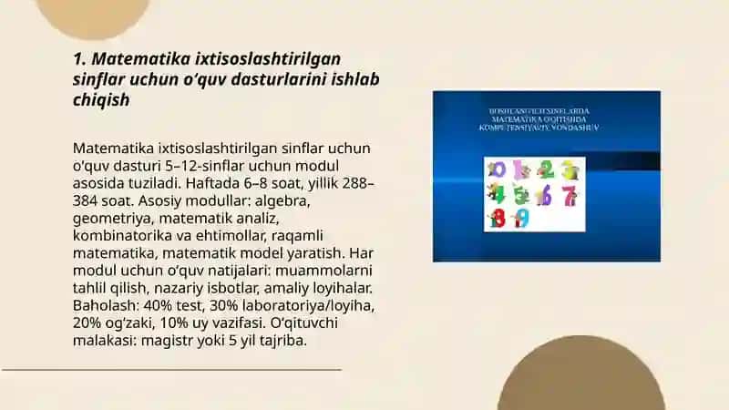 Matematikaga ixtisoslashtirilgan sinflarda oʻqitishni tashkil etish 3