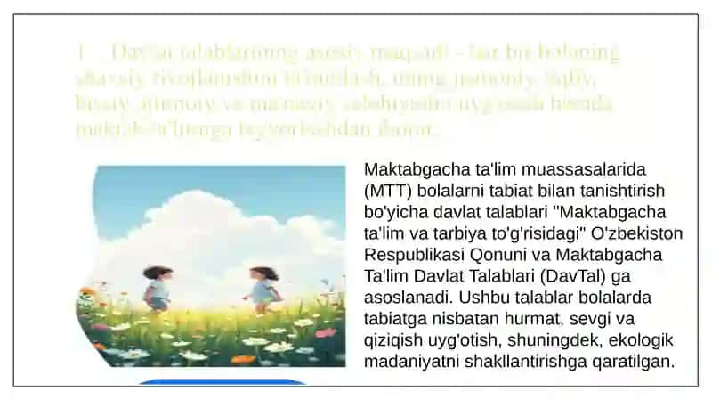 Maktabgacha yoshdagi bolalarni tabiat bilan tanishtirish bo'yicha davlat talablari 3