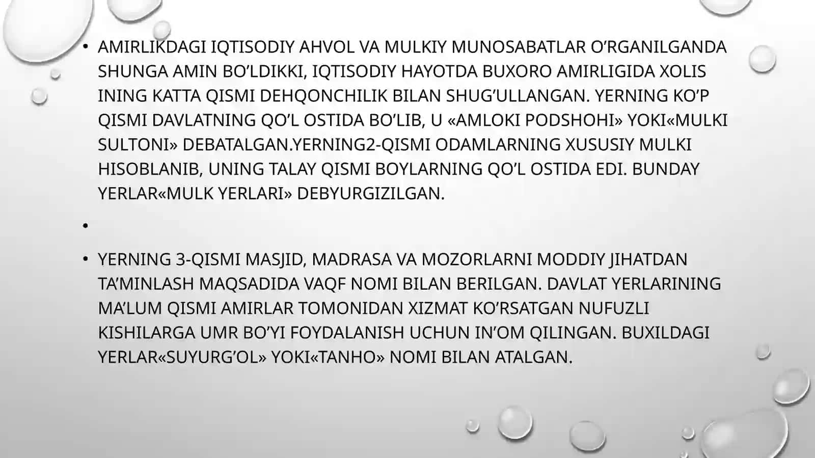 Mangʻitlarsulolasi hukmronligi yillarida Buxoro amirligida yer suv munosabatlari 3