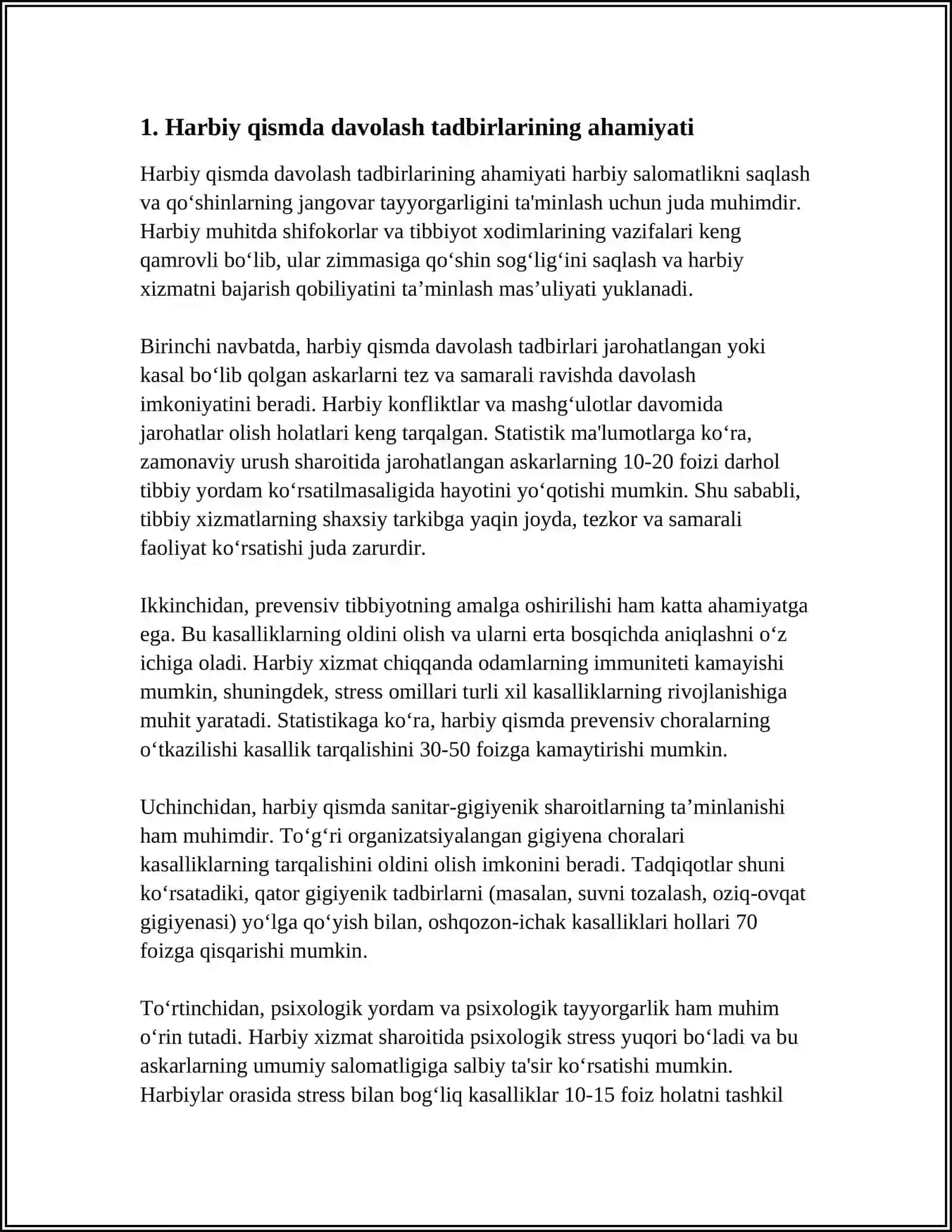 HARBIY QISMDA DAVOLASH - PROFILAKTIKA TADBIRLARINI QIYOSIY XILMA-XILLIGI 3
