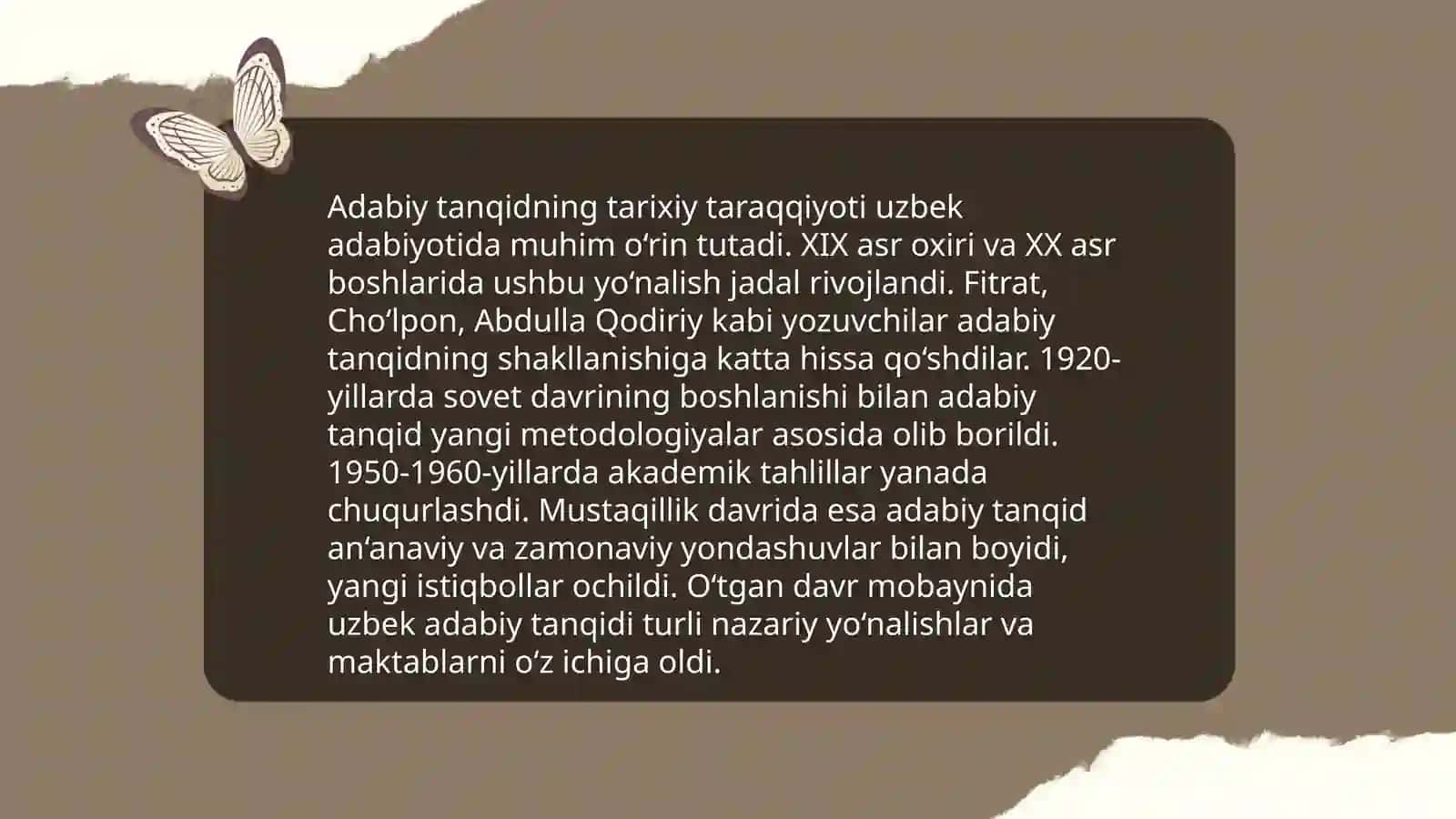 Adabiy tanqid fanining o'ziga xos xususiyatlari 3