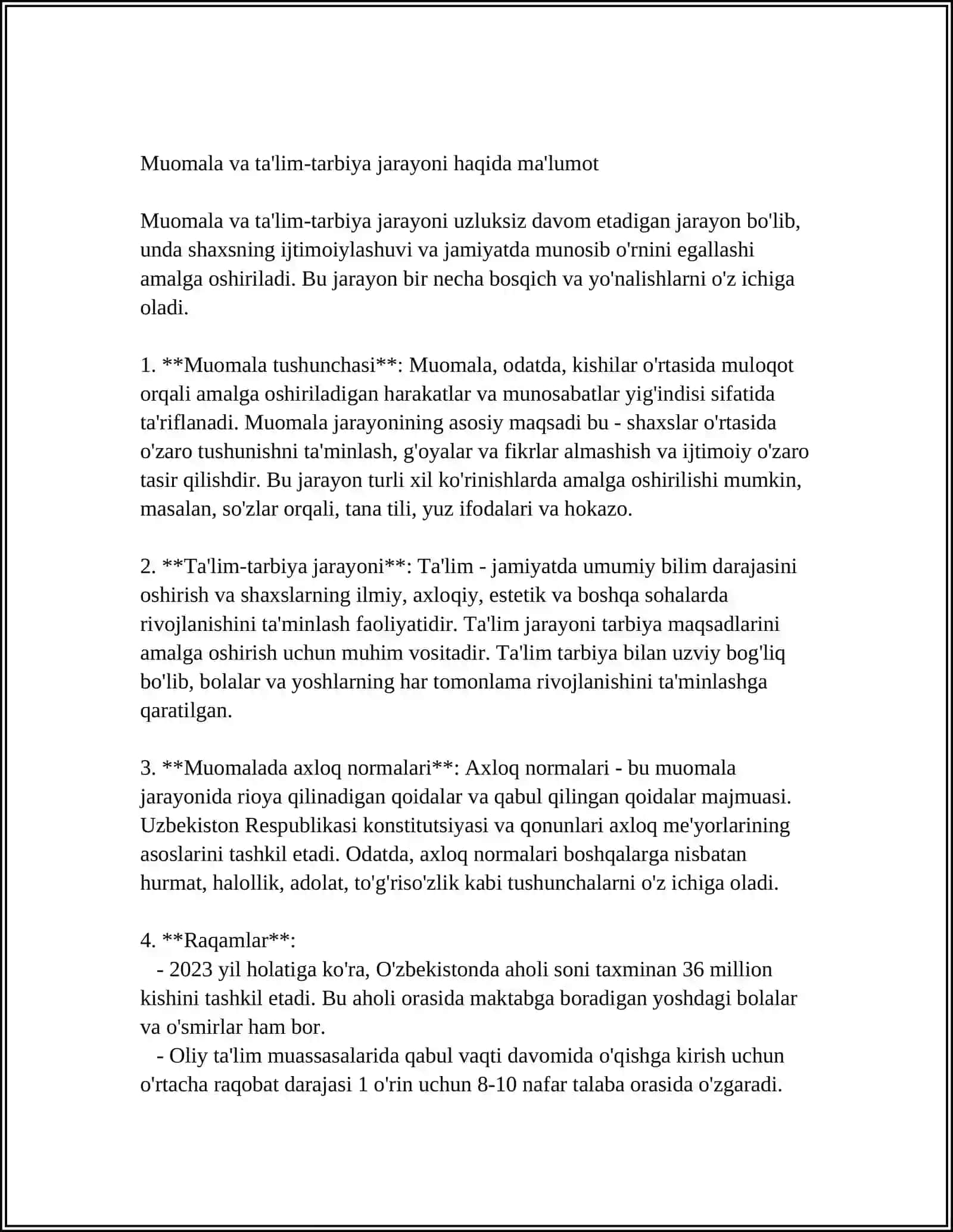TALIM-TARBIYA JARAYONIDA MUOMILANING TUTGAN O'RNI 3