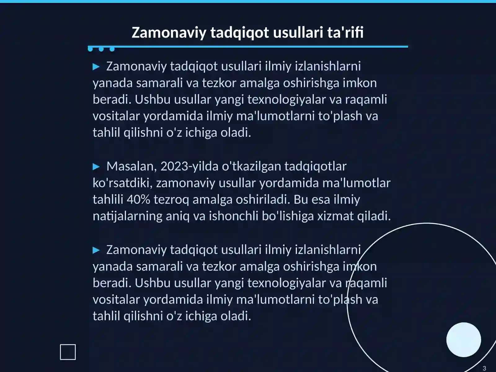 Zamonaviy tadqiqot usullari 3