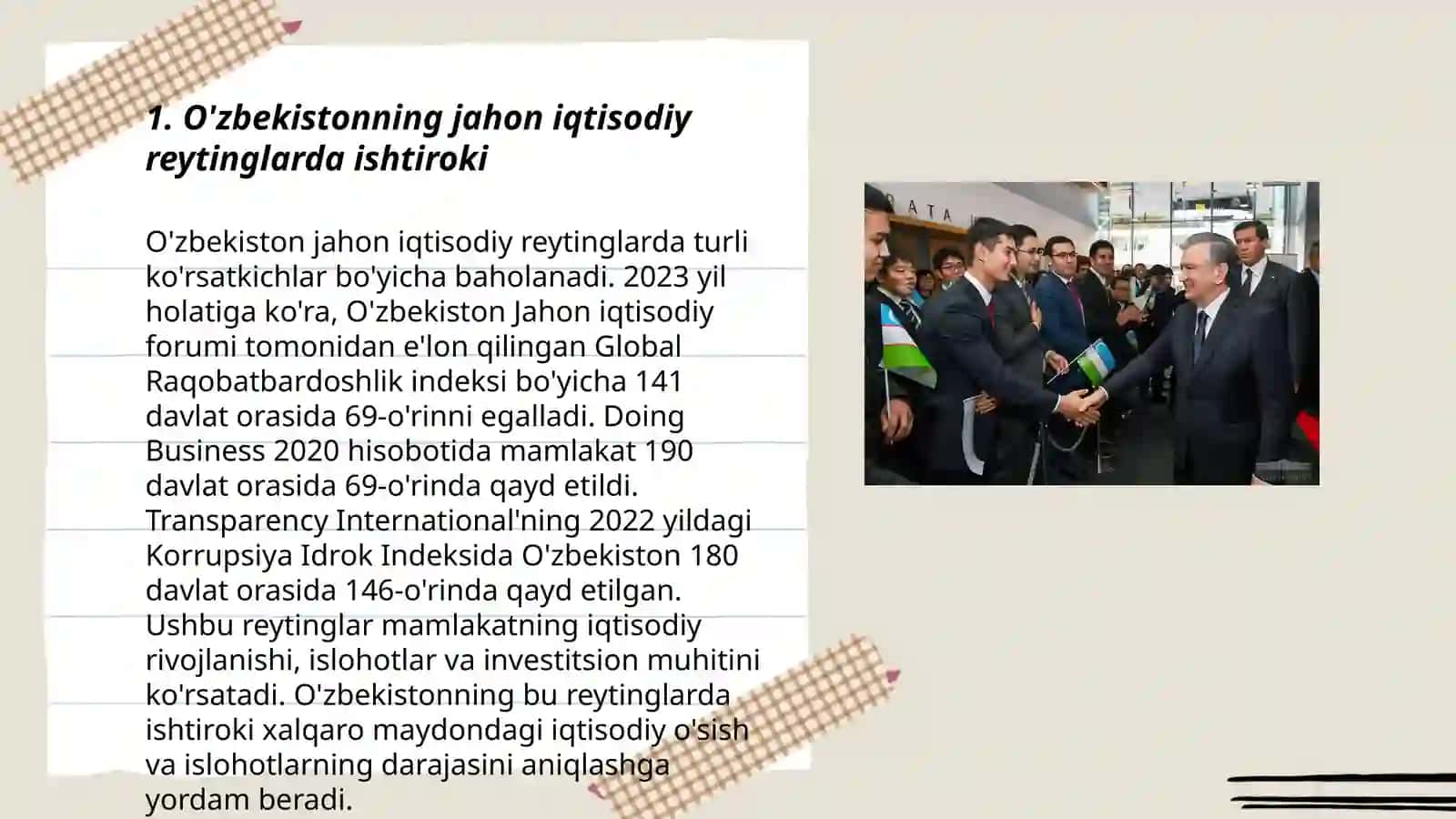 Iqtisodiy va ijtimoiy sohadagi ustuvor halqaro reytinglar va ularga o'zbekistoning integratsiyalashuvi 3