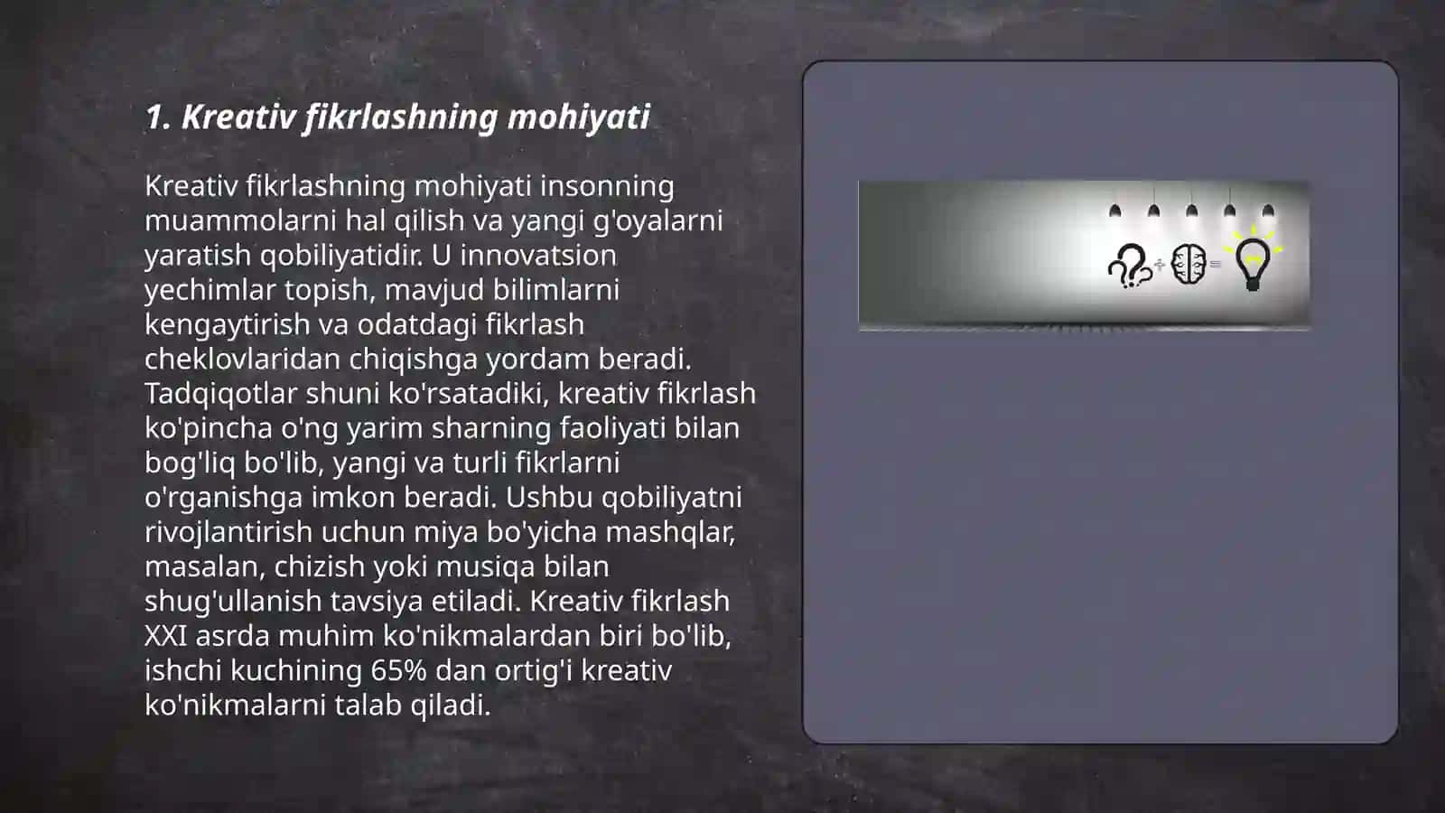 Kreativ fikrlash va uni rivojlantirish yoʻllari 3