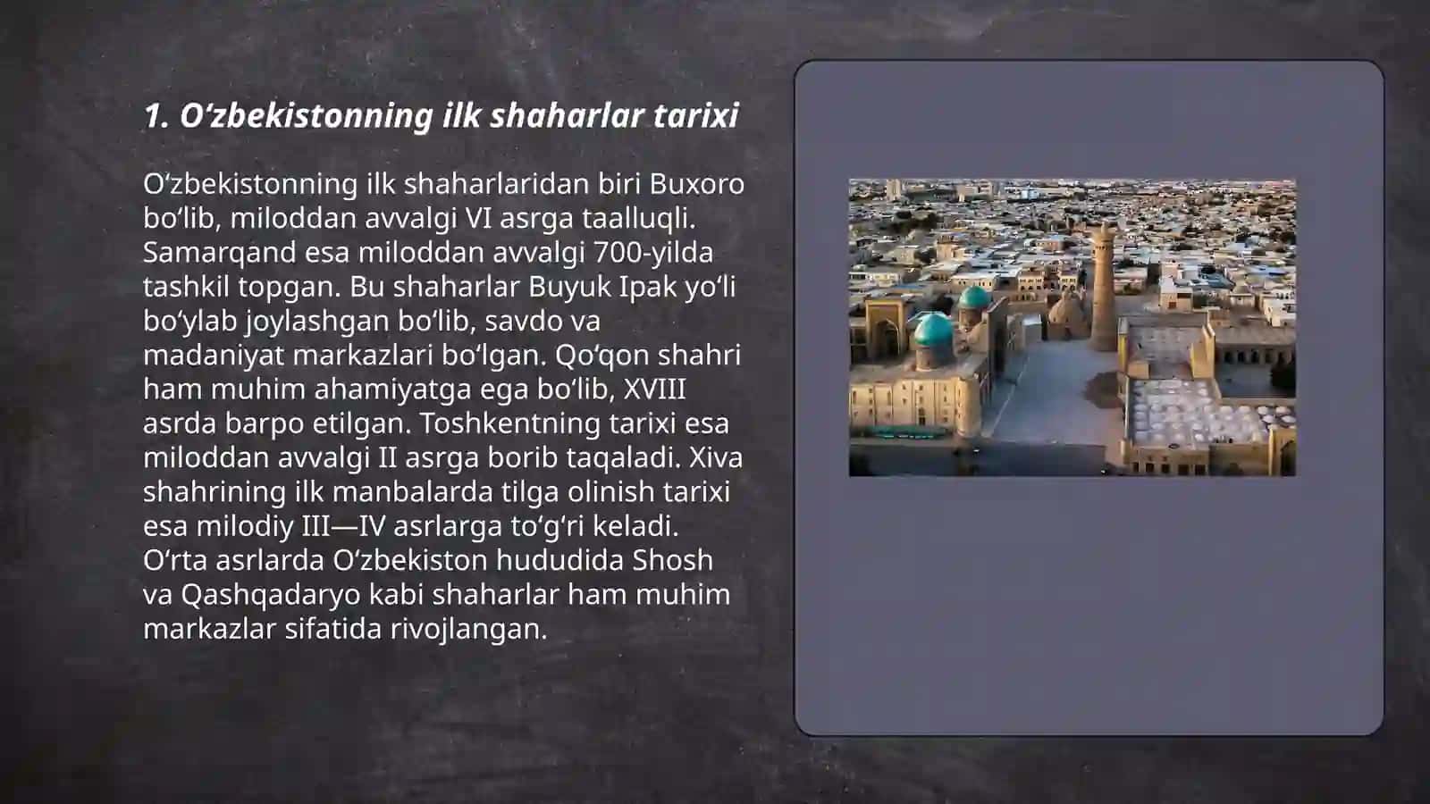 Oʻzbekiston hududidagi ilk shaharlar 3