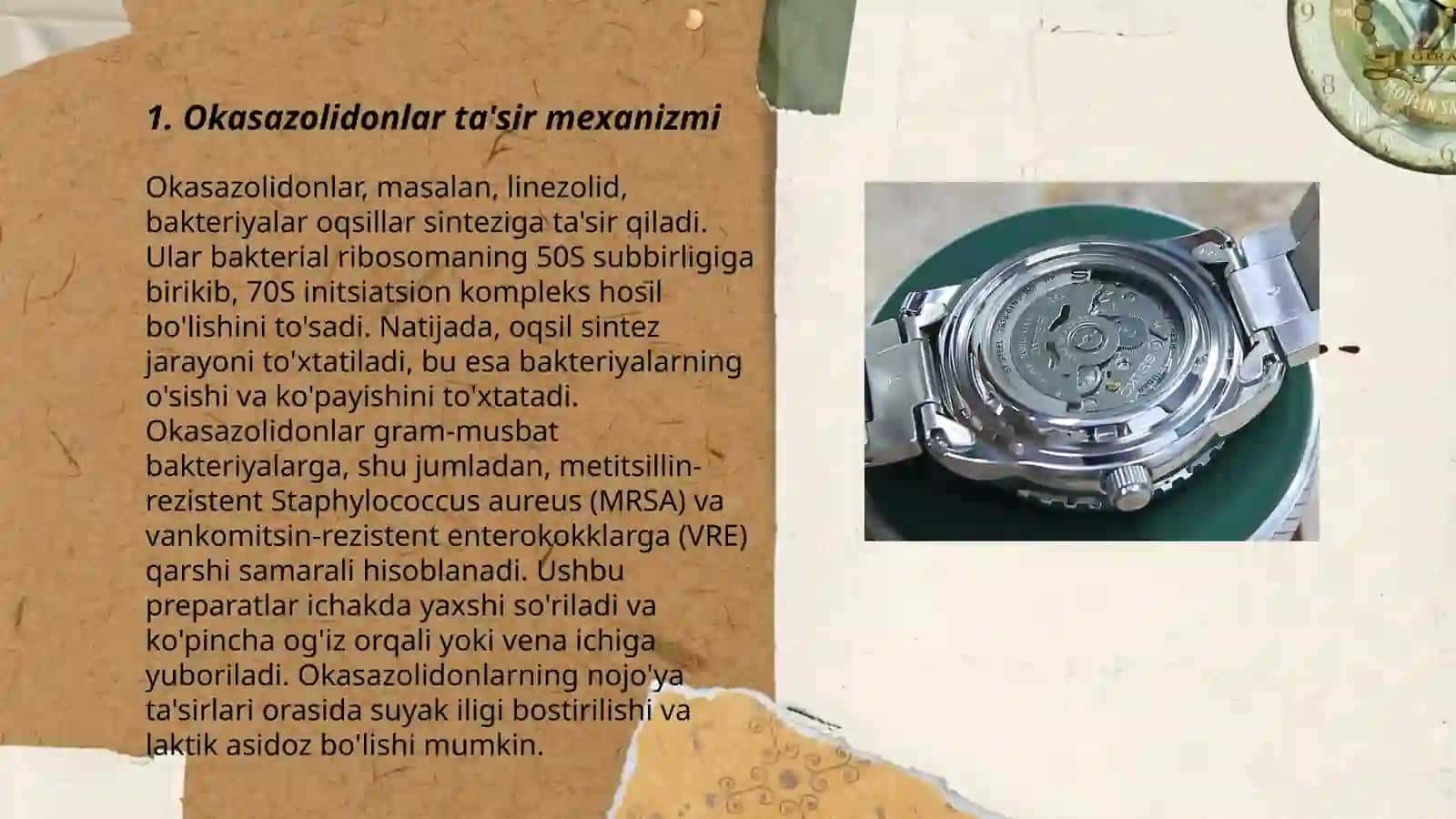 Okasazolidonlar. Ftorxinolonlar. Ta'sir mexanizmi,qóllanilishi,nojóya ta'siri 3