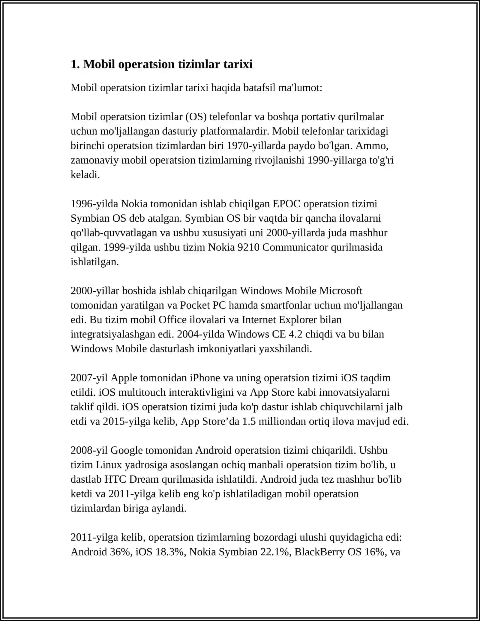 MOBIL OPERATSION TIZIMLARI VA UNING RUSUMLARI,MISOLLAR 3