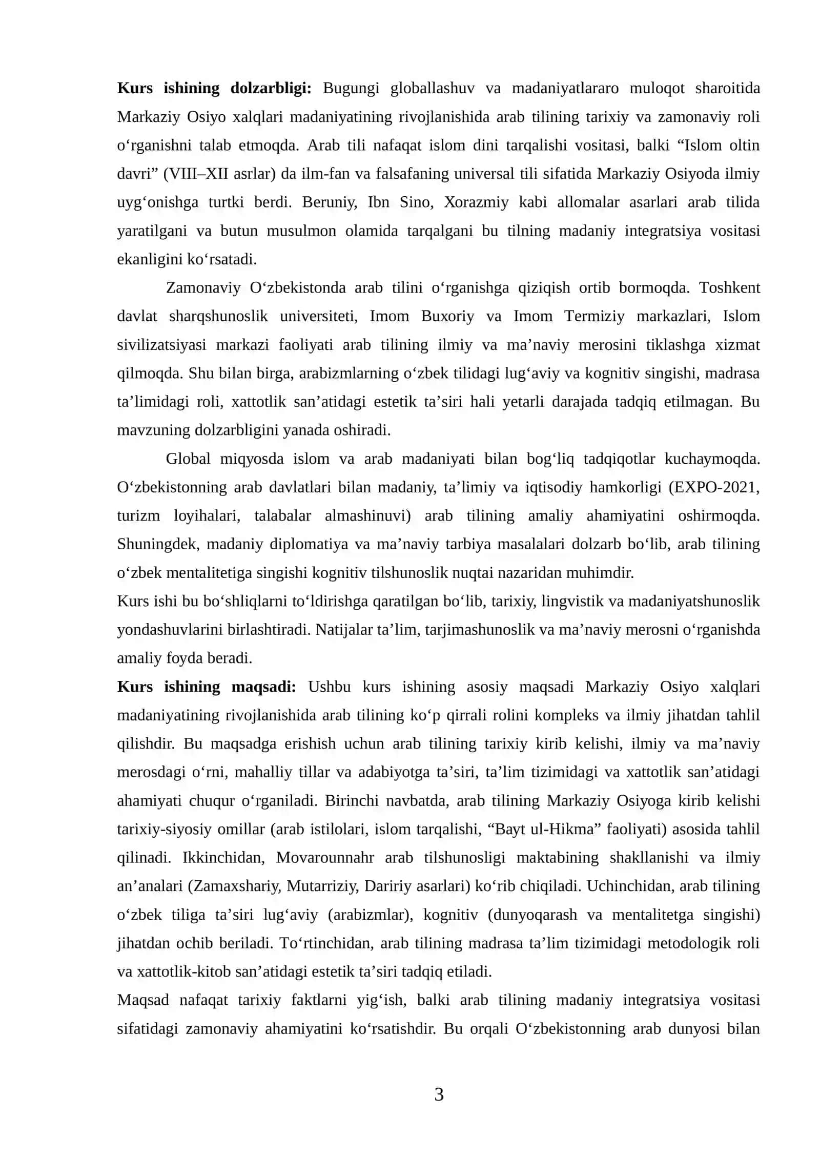 MАRKАZIУ ОSIУО ХАLQLАRI MАDАNIУАTINING RIVОJLАNISHIDА АRАB TILINI RО'LI 3
