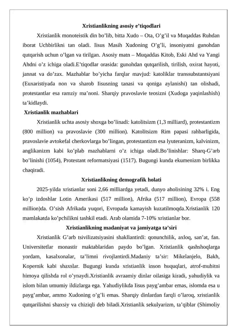 Xristianlikning jahon dini sifatidagi maqomi 3