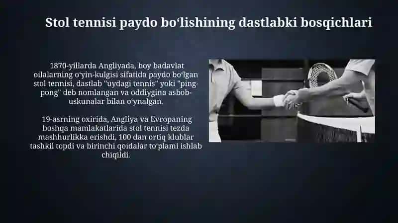 Stol tennisini vujudga kelishi va rivojlanish tarixi 3