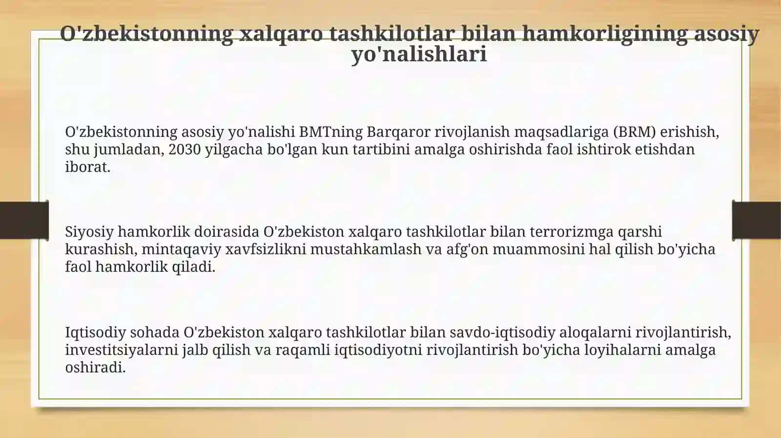 O'zbekistonning xalqaro tashkilotlar bilan hamkorligi 3