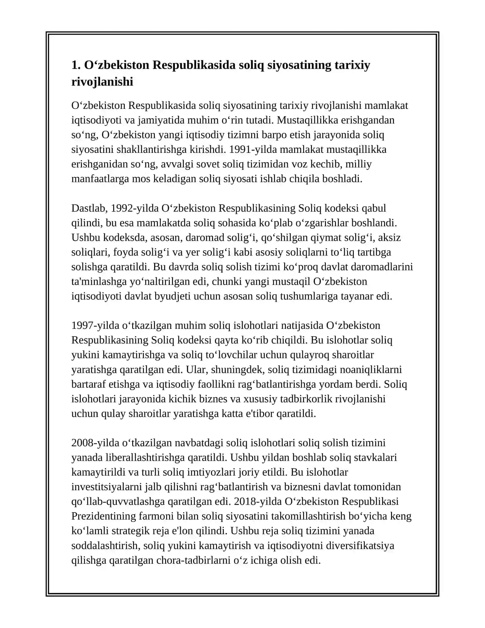 OʻZBEKISTON RESPUBLIKASI SOLIQ SIYOSATI VA UNI TAKOMILLASHTIRISH 3