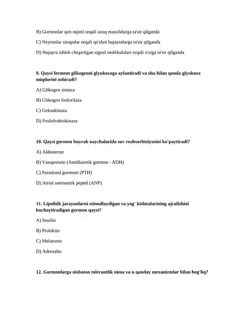 Biokimyoviy jarayonlarda garmonlar boshqaruvi 3