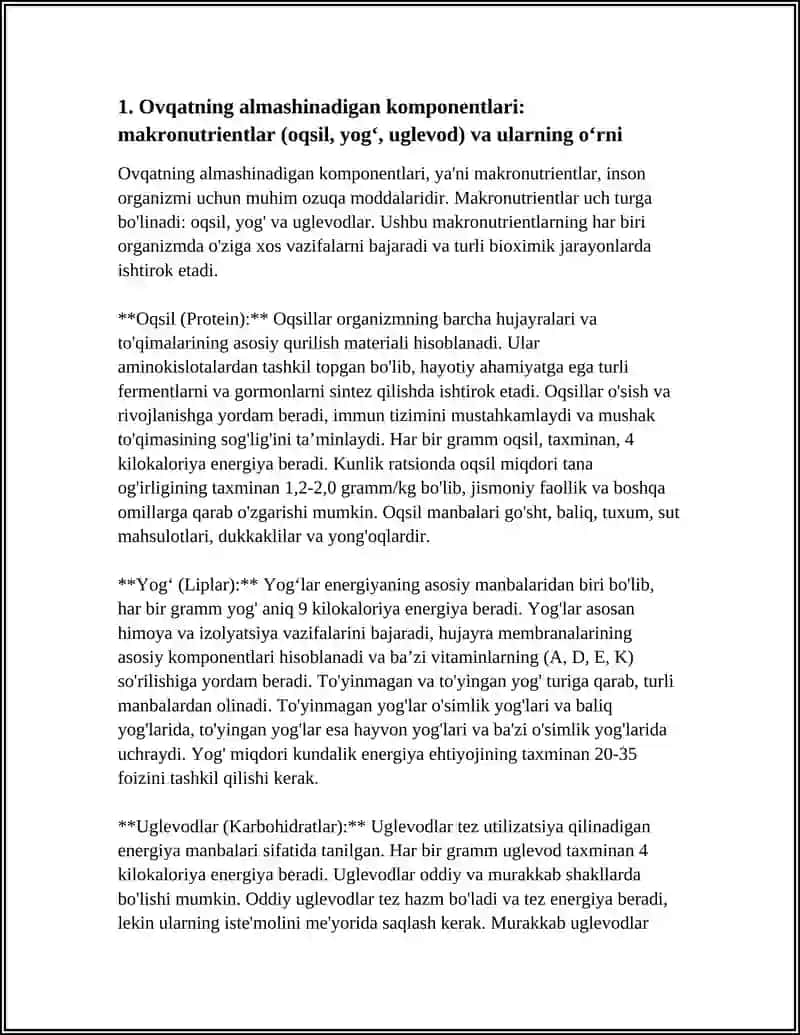 OVQATNING ALMASHINADIGAN VA ALMASHTIRIB BOLMAYDIGAN KOMPONENTLARI 3