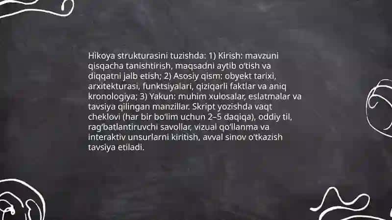 Ekskursiya xizmatida obyektlarni hikoya qilish usullari 3