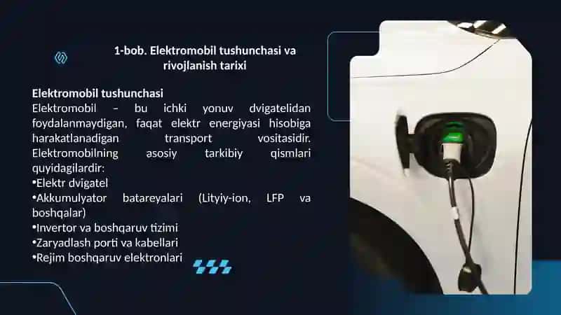 Zamonaviy elektromobillar turlari va tasnifi 3