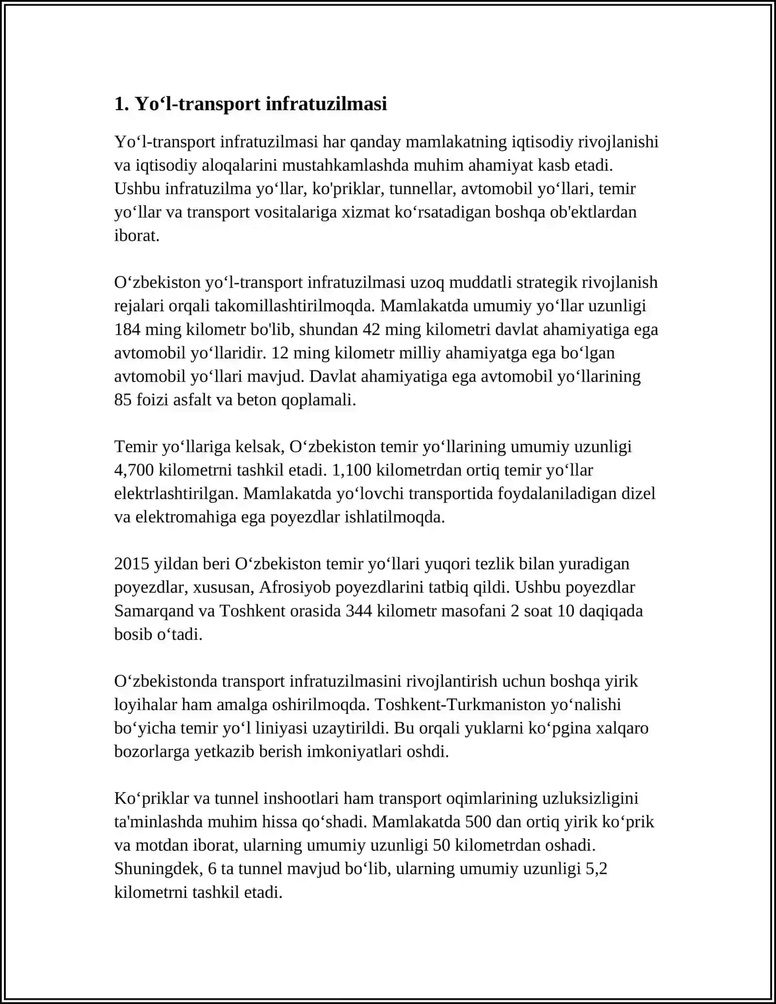 SHAXAR KOʻCHA TARMOGʻINING OʻTKAZUVCHANLIK QOBILIYATI 3
