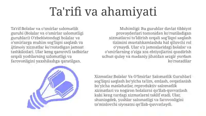Bolalar Va OʻSmirlar Salomatlik Guruhlari 3
