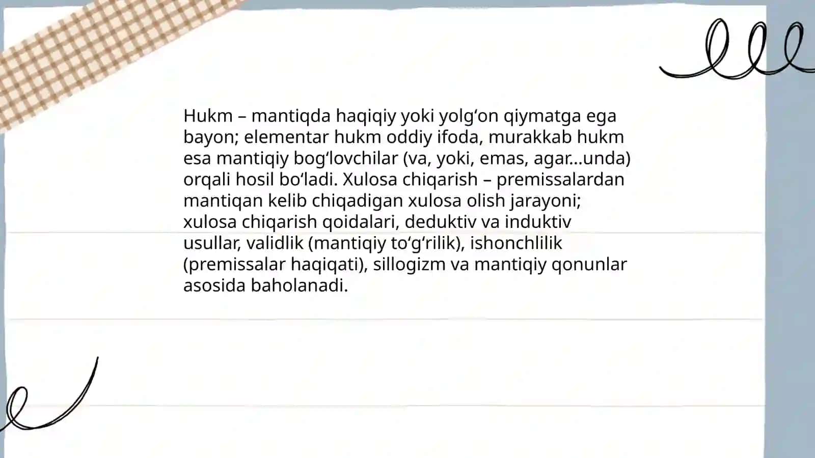 Hukum va Xulosa chiqarish sodda va murakkab 3