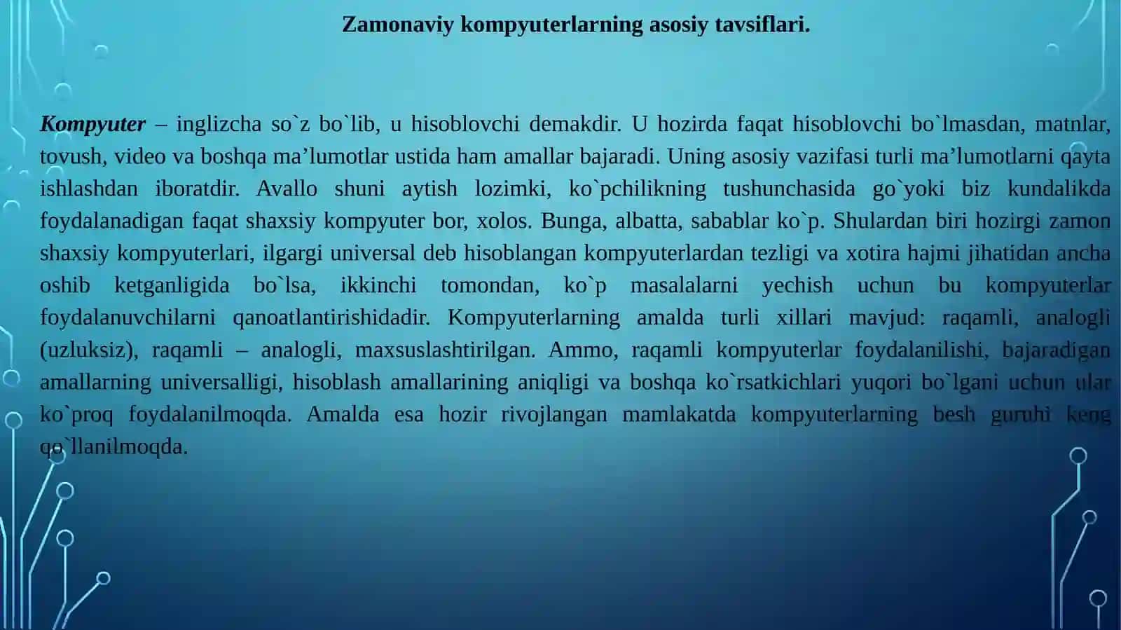 Kompyuterning mantiqiy qurilmasi va arxitekturasi 3