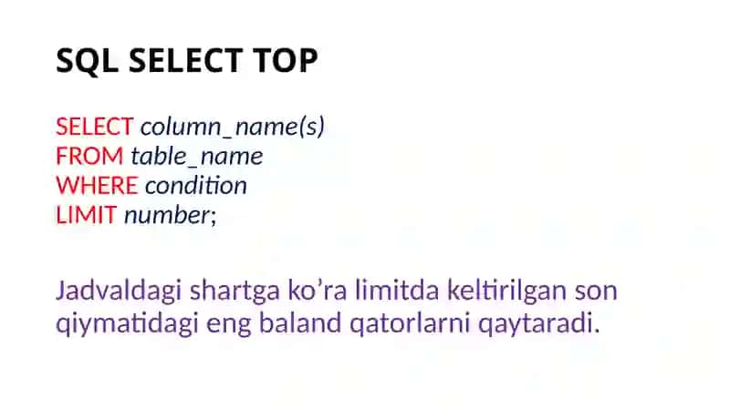 SQL tilida murakkab so'rovlarni yaratish 3