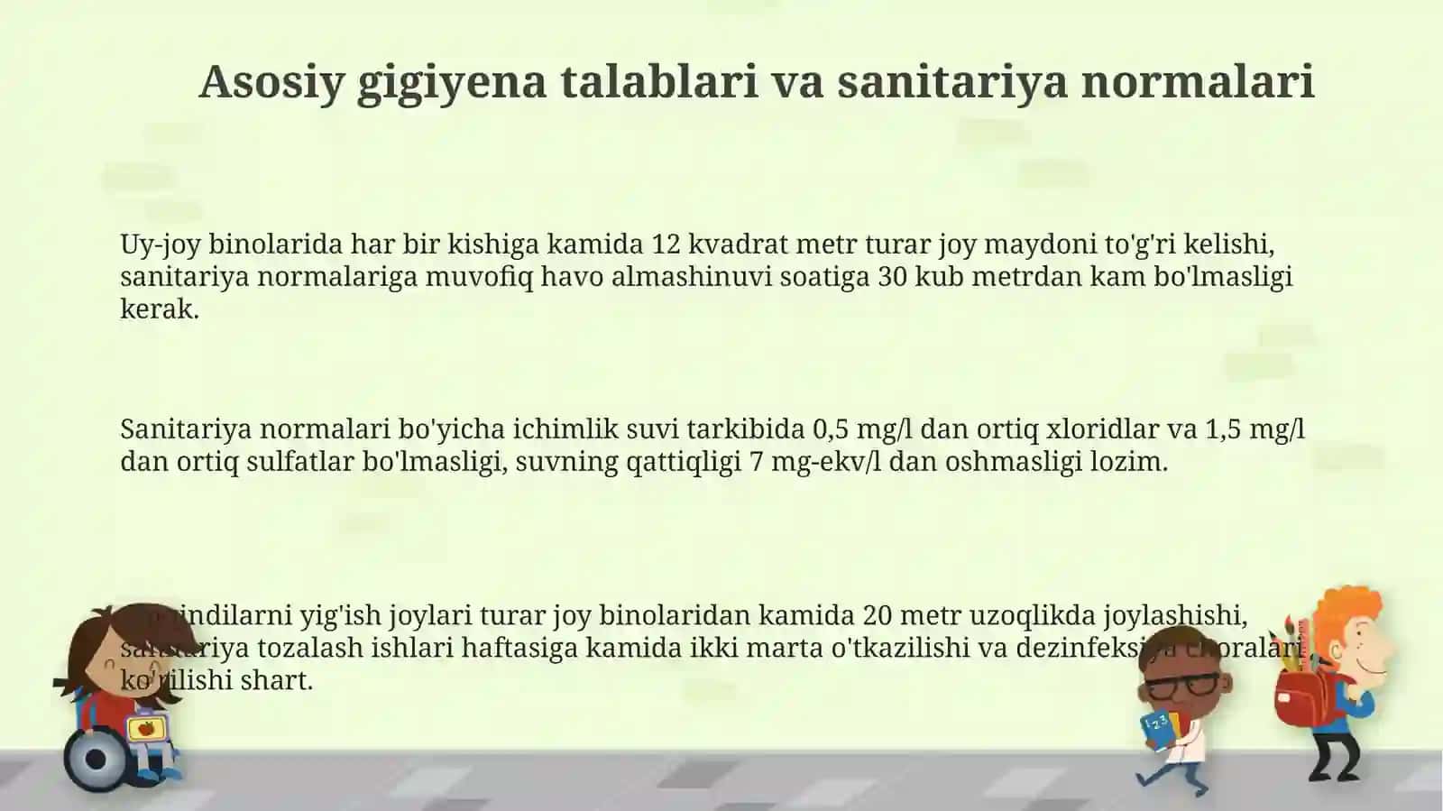 Zamonaviy turar-joylar va shaharlardagi yashash mavzelariga bo‘lgan gigiyenik talablar 3