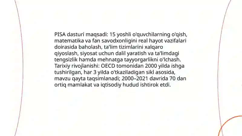 Xalqaro baholash dasturlari PISA konsepsiyasi va hisobotlarni tahlili 3