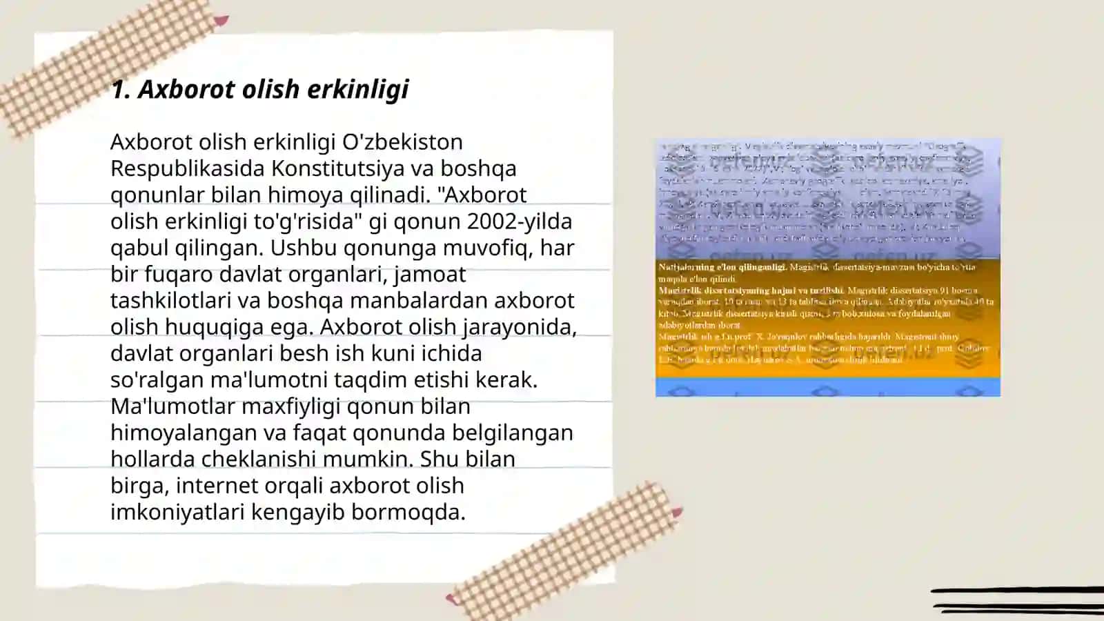 O'zbekiston Respublikasining Axborot erkinligi prinsiplari va kafolatlari tog'risidagi qonuni 3