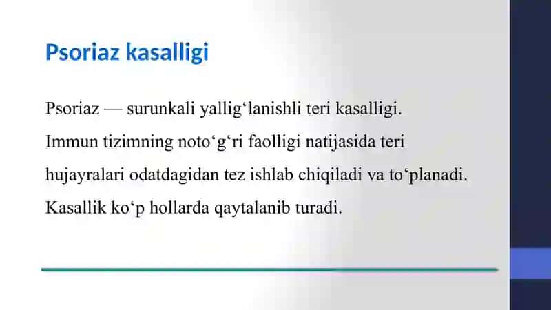 Psoriaz kasalligi haqida 3