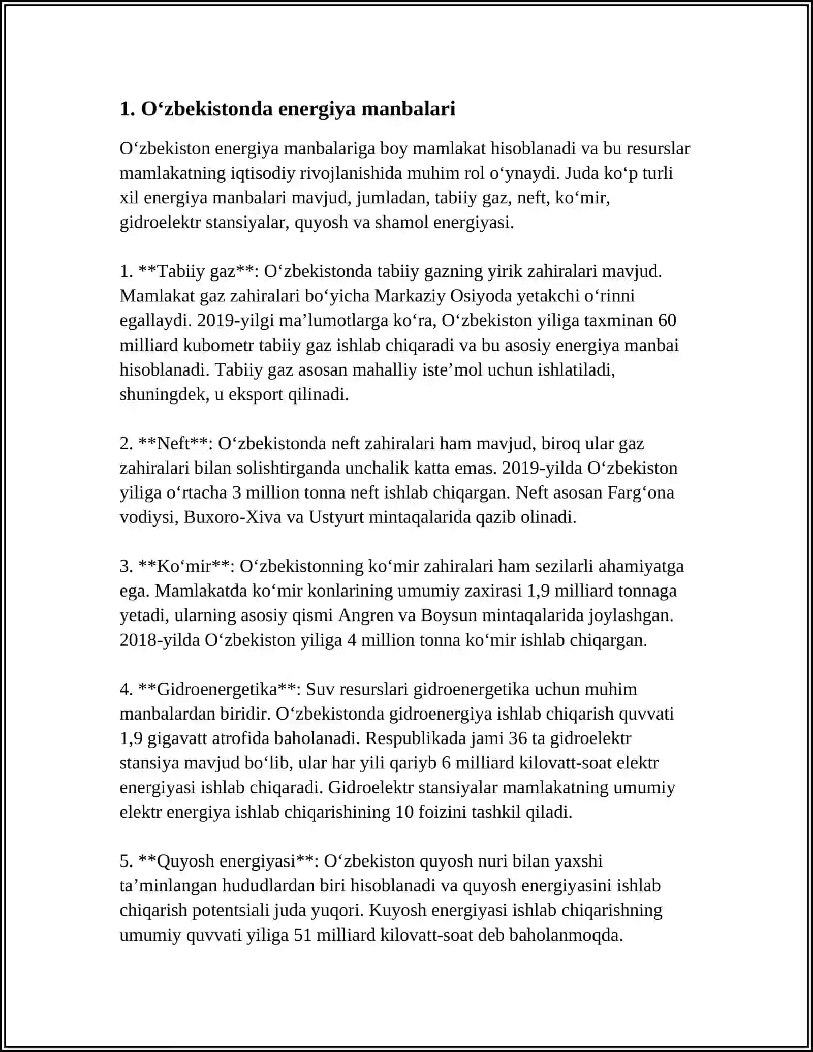 O'ZBEKISTONDA ENERGETIKANI O'RNI 3