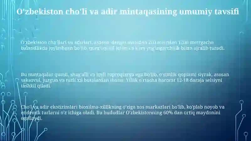O'zbekiston cho'li va adir mintaqasining hayvonot dunyosi 3