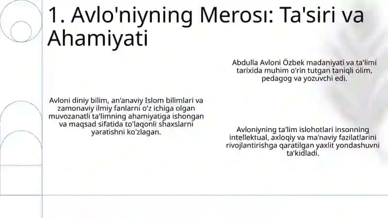 Avlo'niyning Merosı: Ta'siri va Ahamiyati 3