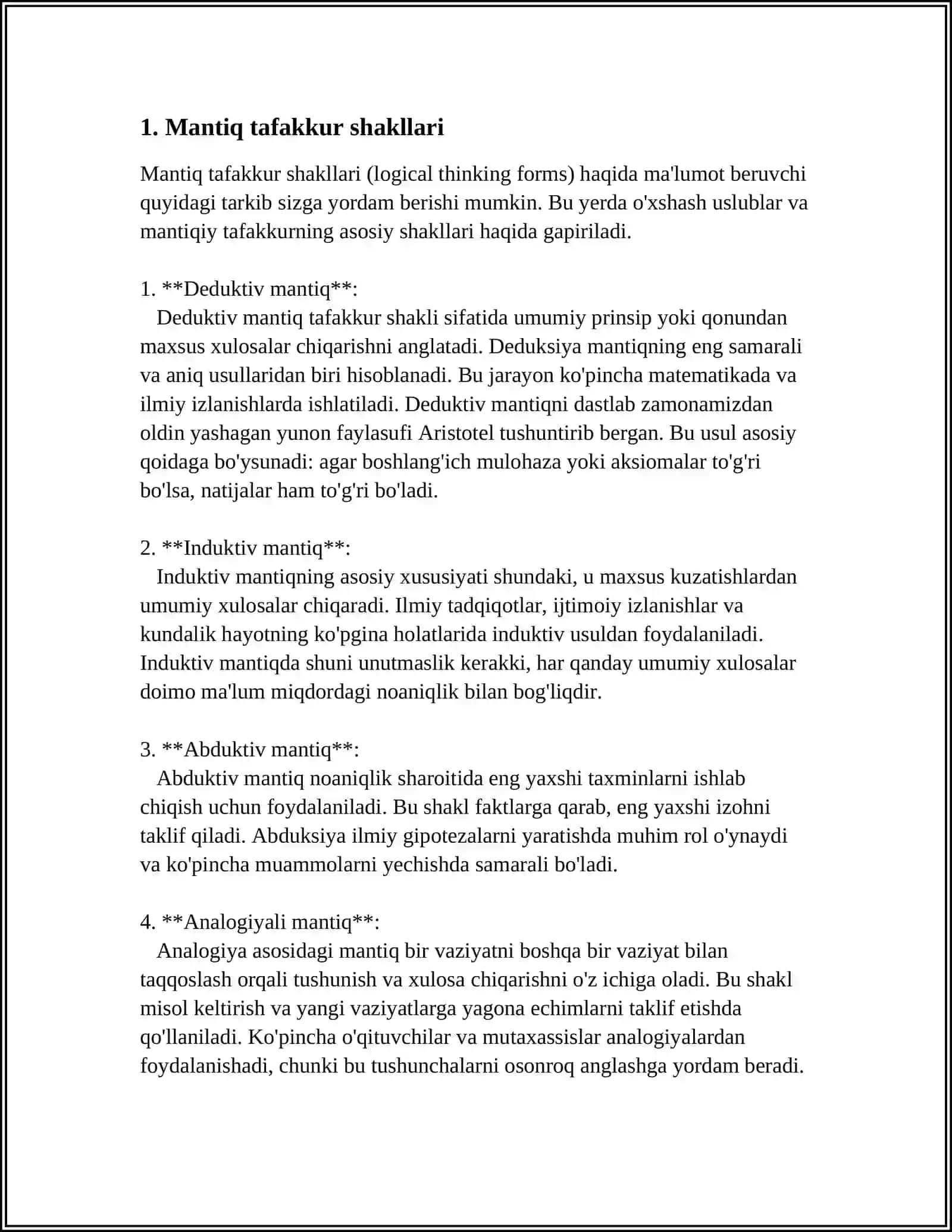 Mantiq tafakkur shakllari va qonunlari 3