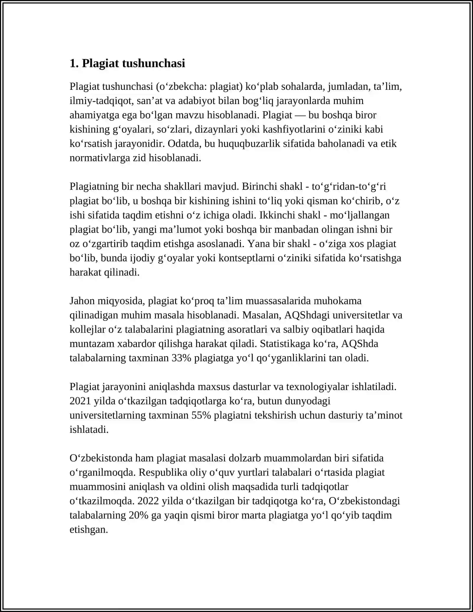 PLAGIAT HAQIDA TUSHUNCHA, ANTIPLAGIAT HAQIDA HUQUQIY VA ME’YORIY HUJJATLAR 3