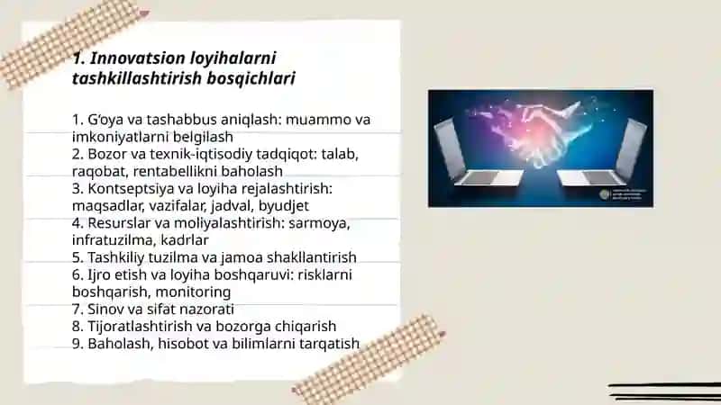 Innovatsion loyihalarni tashkil etish va boshqarish 3