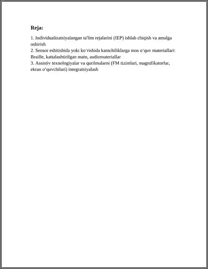 SENSOR ESHITISHIDA YOKI KÒRISHIDA KAMCHILIKLARGA EGA BÒLGAN BOLALAR UCHUN INKLYUZIV TA'LIM STROTEGIYALARI 3