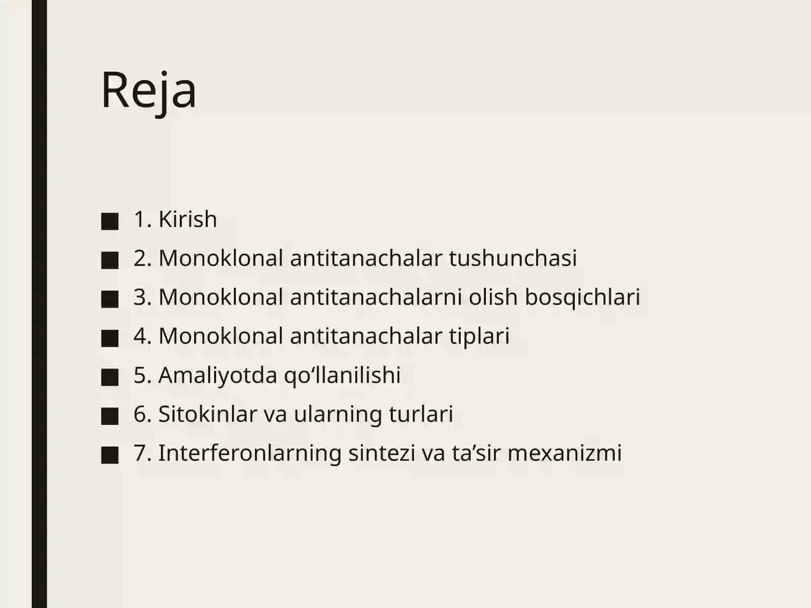 Monoklonal antitelolar,ularning olinish tiplari va amalyotda qo’llanishi.Sitokinlar, interferon.Sintezlanishi,ta’sir mexanizmi 3