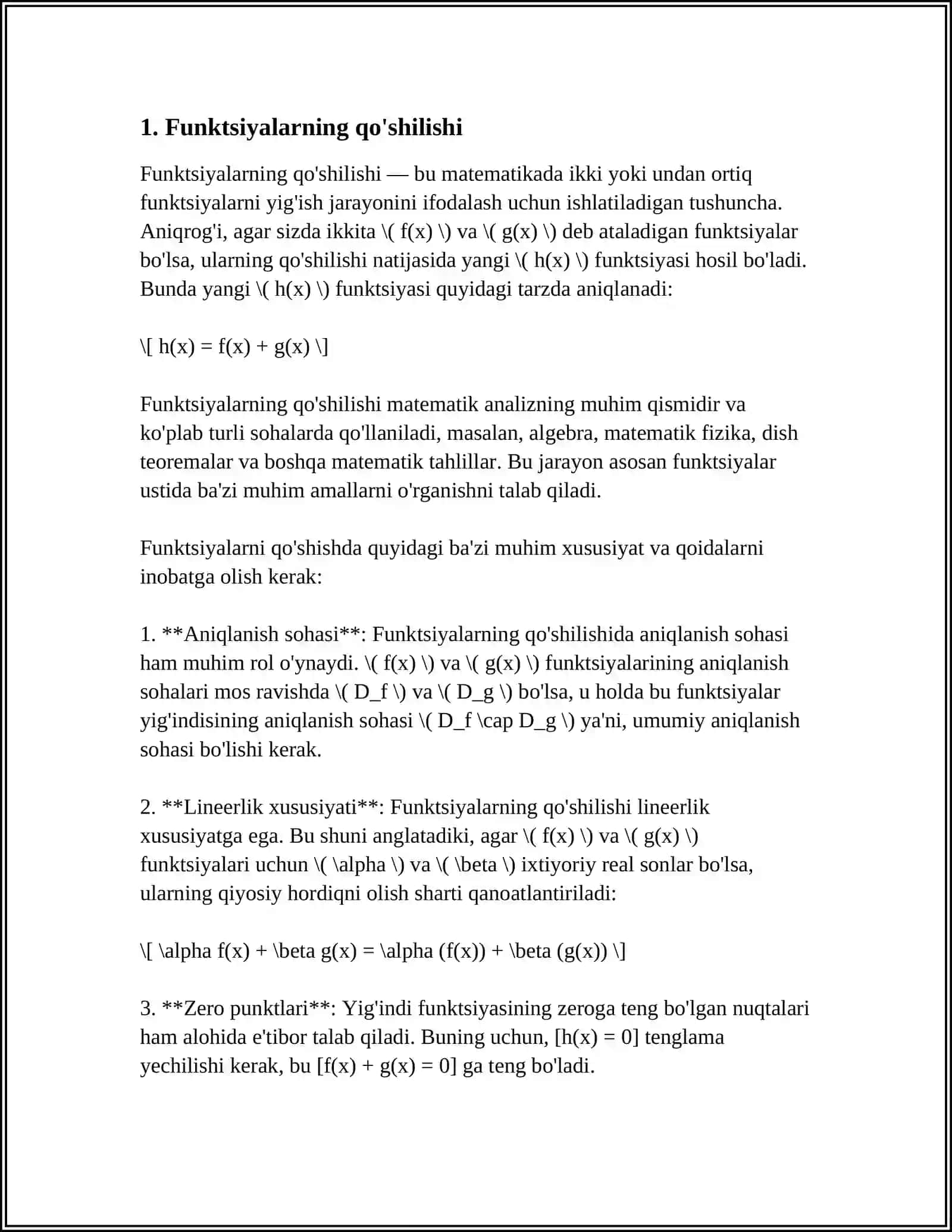 FUNKSIYALAR USTIDA ARIFMETIK AMALLAR 3