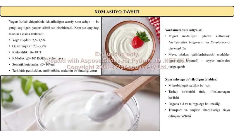 TURLI XIL STERILIZATSIYA USULLARINING SAMARADORLIGINI TAQQOSLASH (1 TONNA YOGURT ISHLAB CHIQARISH TEXNOLOGIYASI) 3