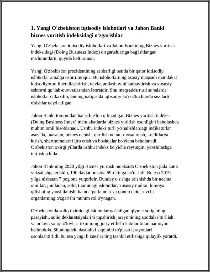 YANGI O'ZBEKISTON IJTIMOIY SIYOSIY IQTISODIY VA MADANIY XAYOTDA RO'Y BERAYOTGAN O'ZGARISHLARNING XALQARO REYTING VA INDEKSLARDA AKS ETISHI 3