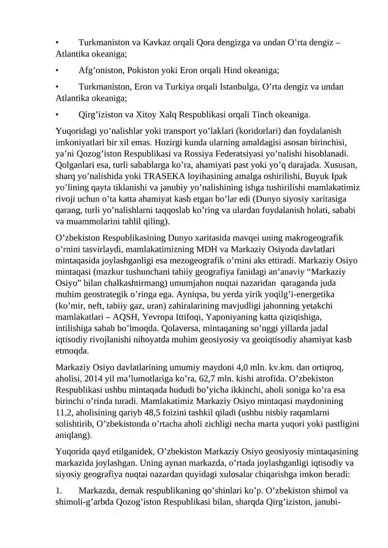 O’zbekistonning Iqtisodiy va Ijtimoiy Geografiyasi 3