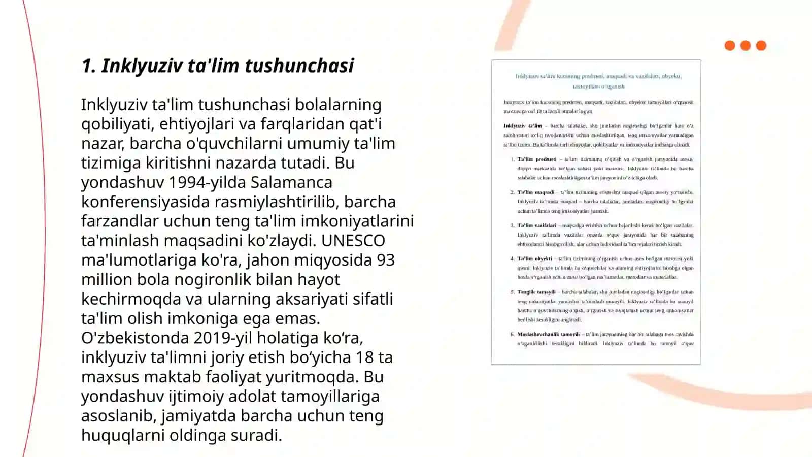 Inklyuziv ta'lim kursining predmeti ob'ekti tamoyillari maqsad va vazifalari inklyuziv ta'lim ijobiy jihatlari 3