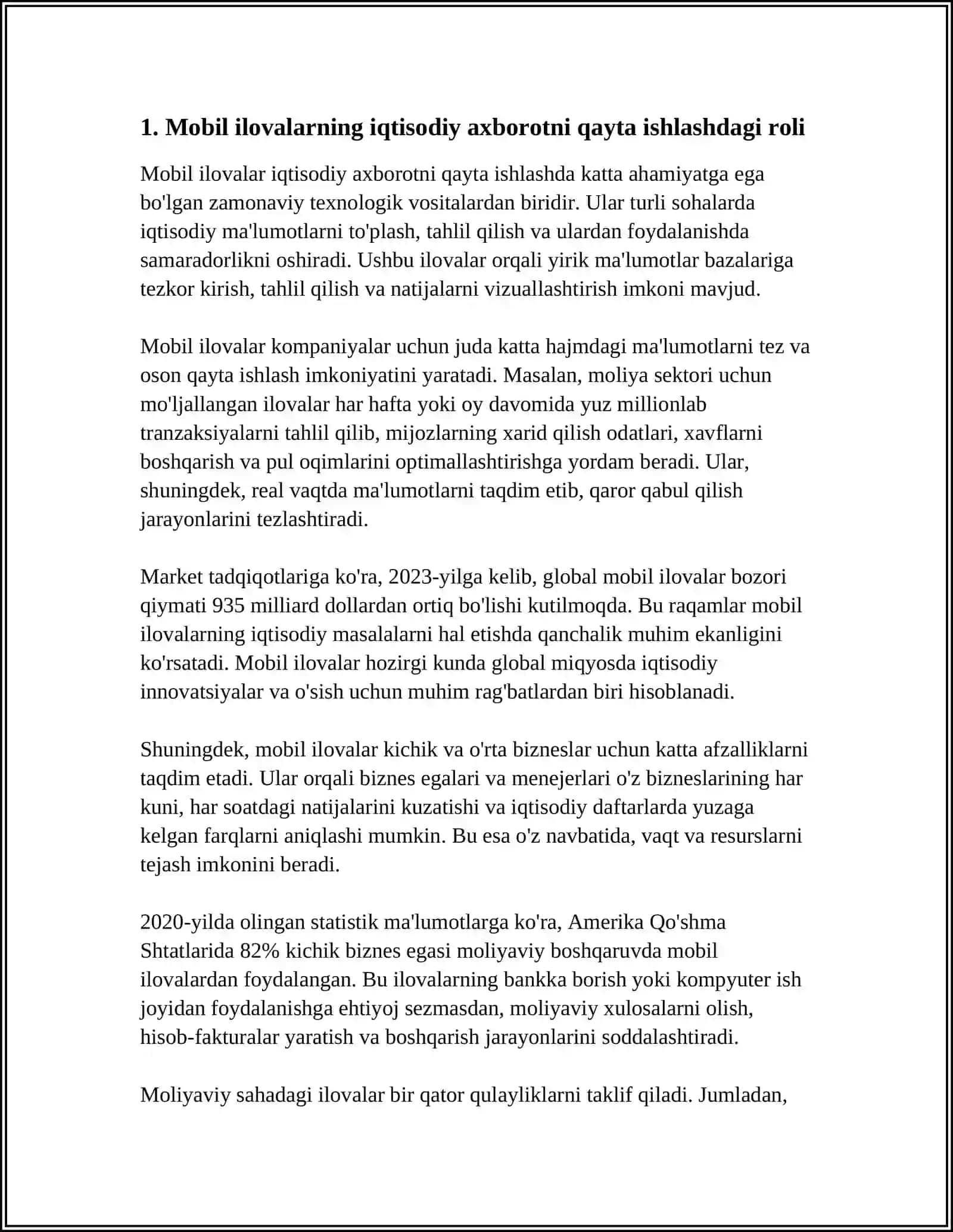 IQTISODIY AXBOROTNI QAYTA ISHLASH UCHUN MOBIL ILOVALARDAN FOYDALANISH 3
